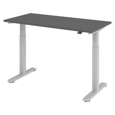 bümö elektrisch höhenverstellbarer Schreibtisch graphit 140x67 cm - kleiner Schreibtisch höhenverstellbar elektrisch, elektrischer Schreibtisch &