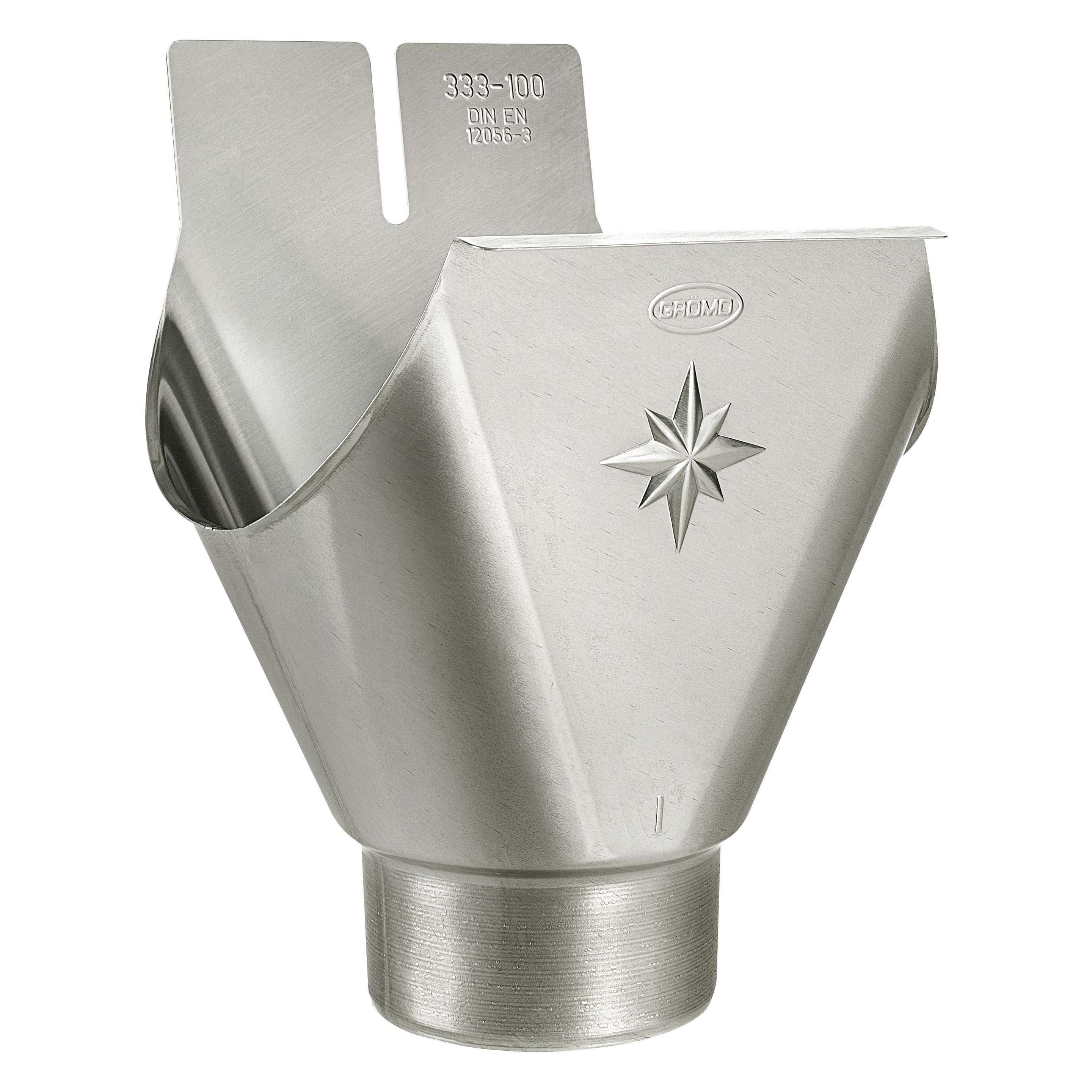 Grömo Zink-Einhangstutzen 250/76mm, oval, für halbrunde Rinne (62406)