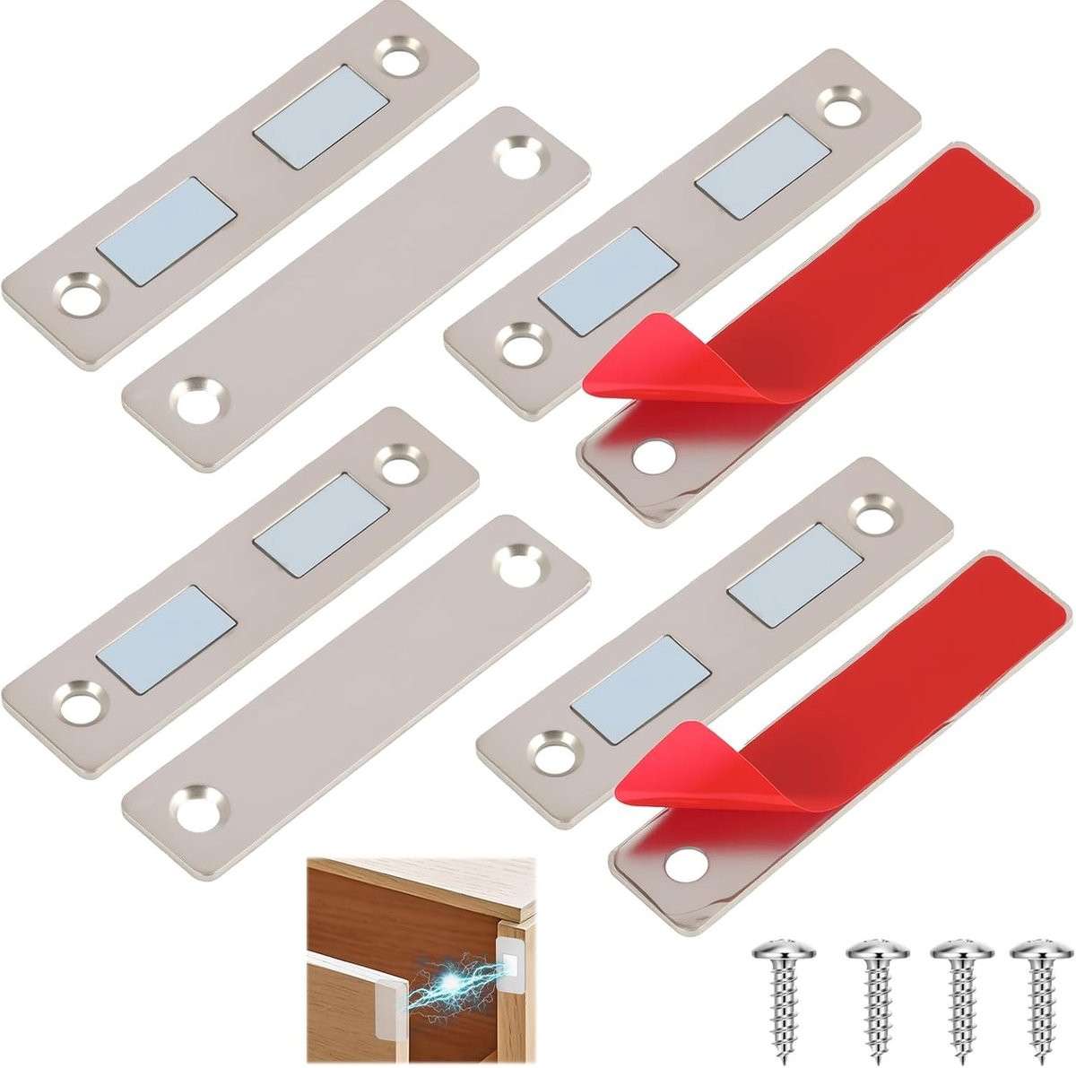 4 stuks Ultra-dunne magnetische kastdeursluiters voor kasten, lades en meubels