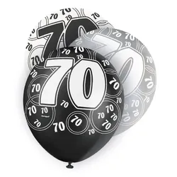 70. Geburtstag | 6 Luftballons schwarz / silber