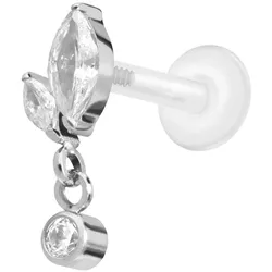 PTFE Labret mit Innengewinde + Titan-Aufsatz KNOSPE + KRISTALL