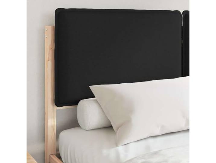 KTHLBRH Doppelbett 140 x 190 cm, Schwarz, Kiefer massiv Gepolstertes Kopfteil, Lattenrost, einfache Montage, waschbarer Bezug