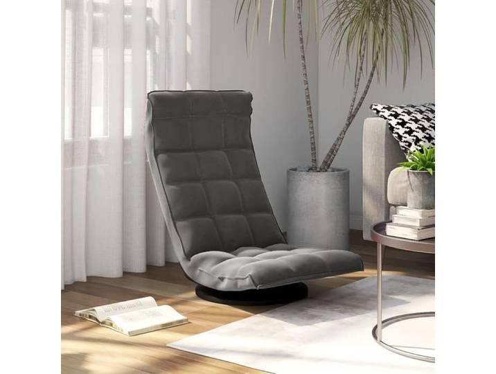 Nouveau Chaise de sol pivotante Gris foncé Velours Chaise de sol pivotante Gris foncé Velours 84821