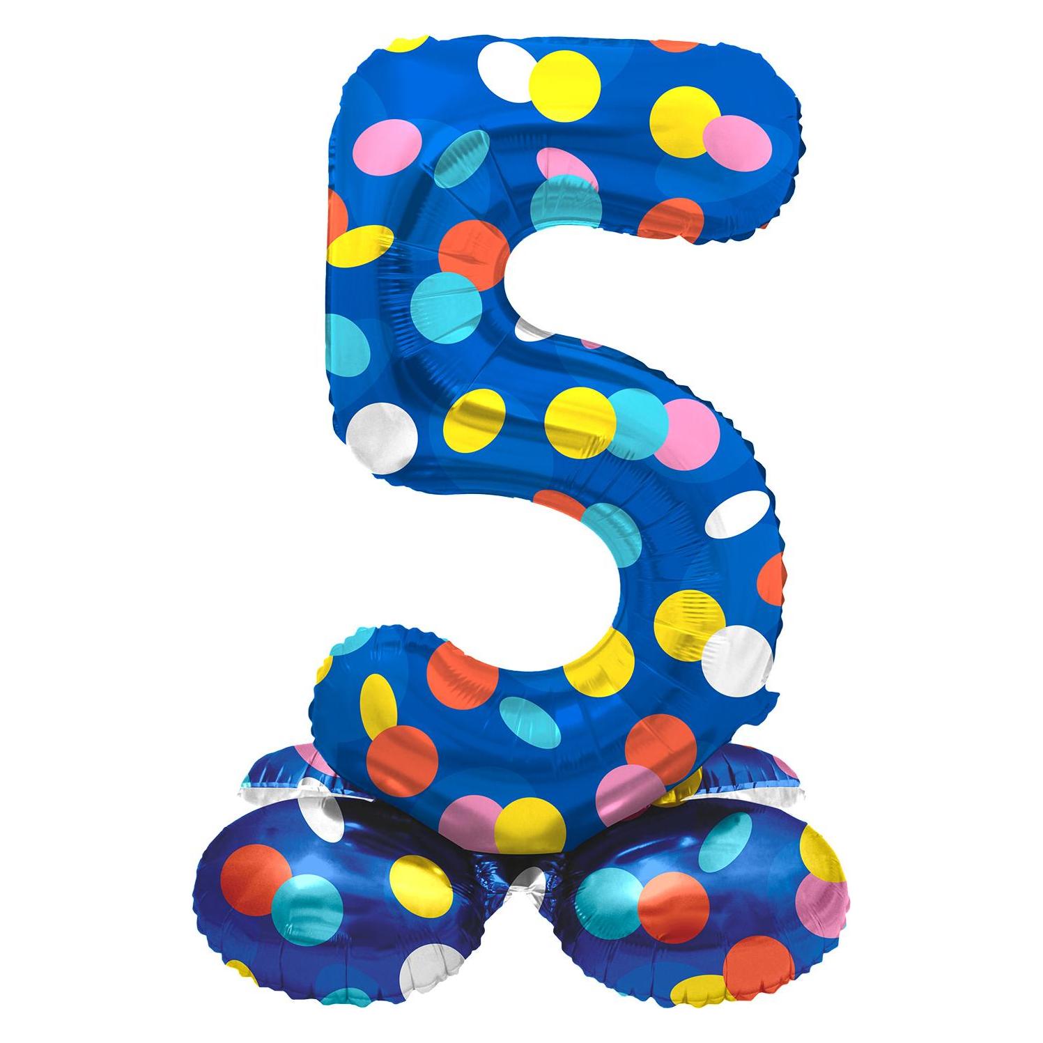 Folat Stehender Folienballon Bunte Punkte Zahl 5 - 72cm (1x) (63.975)