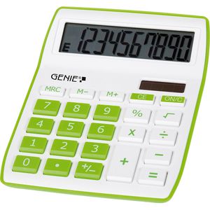 Genie Taschenrechner 840G, grün, 10-stelliges LC-Display, Solar- & Batteriebetrieb