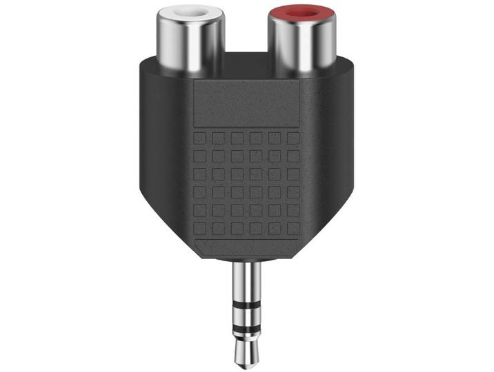 Hama Korte audio-adapter, 3,5-mm-jack-stekker stereo - 2x cinch-koppeling Luidspreker kabel Zwart