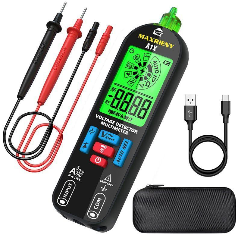 Lustrens Digitale multimeter met oplaadbare batterij en alarmfunctie