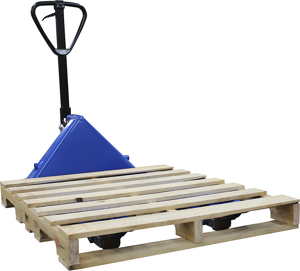 Paletthubwagen für US-Palette, Lenkräder Vollgummi / Lastrollen PU, Gabellänge 1155 mm eurokraft pro