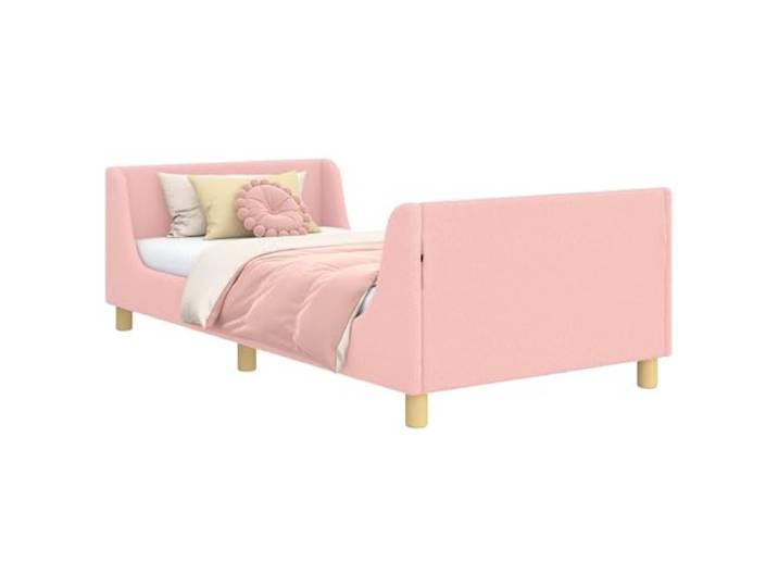 KTHLBRH Bettgestell für Kinder, Rosa, 90 x 200 cm, Bouclé Technisches Holz, feste Latten, Bass-Design, einfache Montage, 140 kg