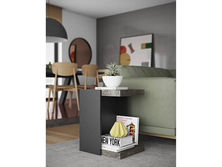 Table d'appoint Klaus 38 x 55 x 45cm Gris/Imitation béton