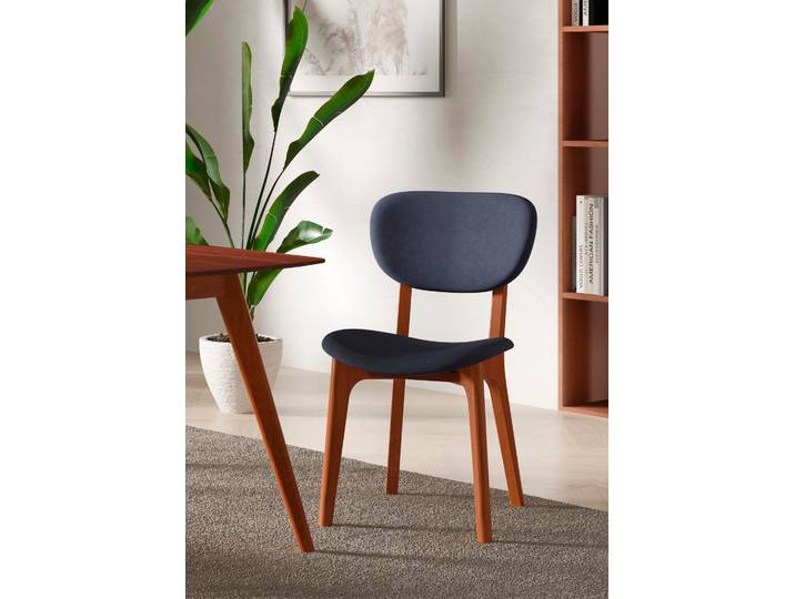 Stuhl HOME AFFAIRE COZY Made in Italy , blau (jeans, kirsch, jeans), B:50cm H:88cm T:62cm, Polyester, Stühle, Stuhl, Gestell in Buche, Kirsch- oder Nussbaum, Massivholz, Design Stuhl