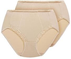 Plus Size Women's Exquisite Form®2-Pack Control Top Lace Shaping Panties by Exquisite Form in Nude (Size L)