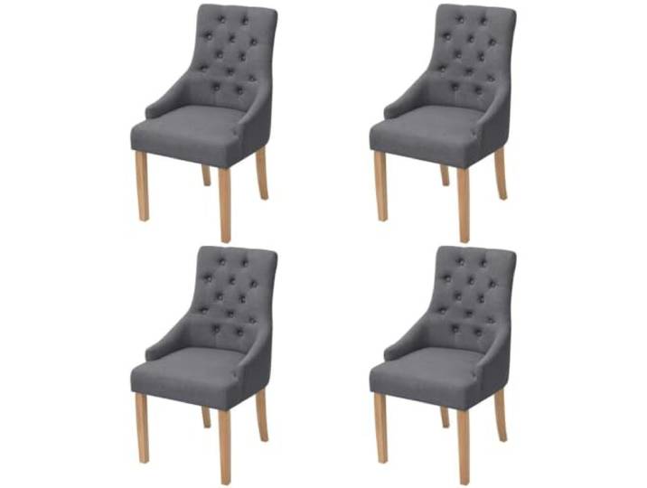 KDVXBCQJH Esszimmerstühle 4er Set Armlehnenstuhl Dunkelgrau Stoff Eiche Bequeme Polsterstühle mit Armlehne und robusten Eichenholzbeinen für Wohnzimmer, Küche und Esszimmer im 4er Set.