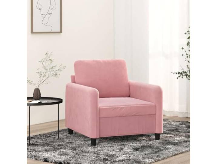 HEFZGDB Rosa Samt Sessel 60 cm Weicher Velours Stoff Modernes Design Robustes Metallgestell Bequeme Polsterung Luxuriöses Wohnzimmer Möbelstück