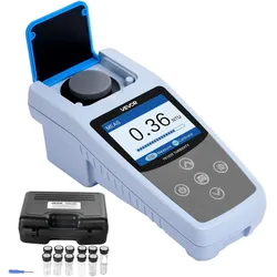 VEVOR Trübungsmessgerät Messbereich 0–1000 NTU, ISO 7027-konform, tragbarer Turbidimeter, schnelles Ablesen, mit Kalibrierlösungen & Probenfläschchen & Tragetasche, für Feld und Anlage