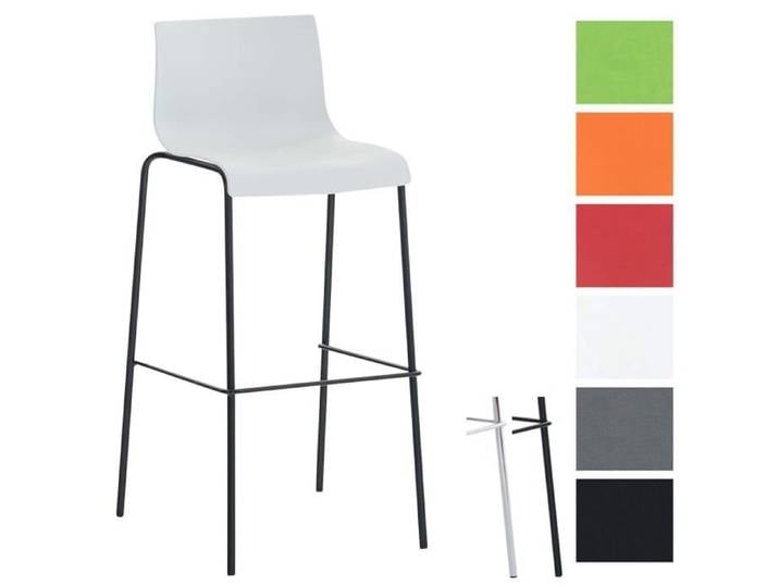Tabouret de Bar en Plastique HOOVER avec Dossier - CLP - Blanc - Contemporain - A monter soi-même