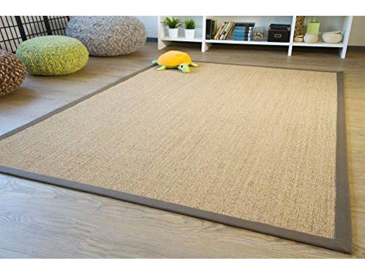 Steffensmeier Sisal Teppich Brazil mit Bordüre Farbe Natur dunkel Oliv Premium Qualität 100% Sisal, Größe: 300x400 cm