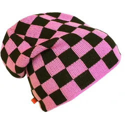 C3 Check Knit Beanie pink black
