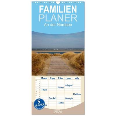 Familienplaner 2026 - An der Nordsee mit 5 Spalten (Wandkalender, 21 x 45 cm) CALVENDO