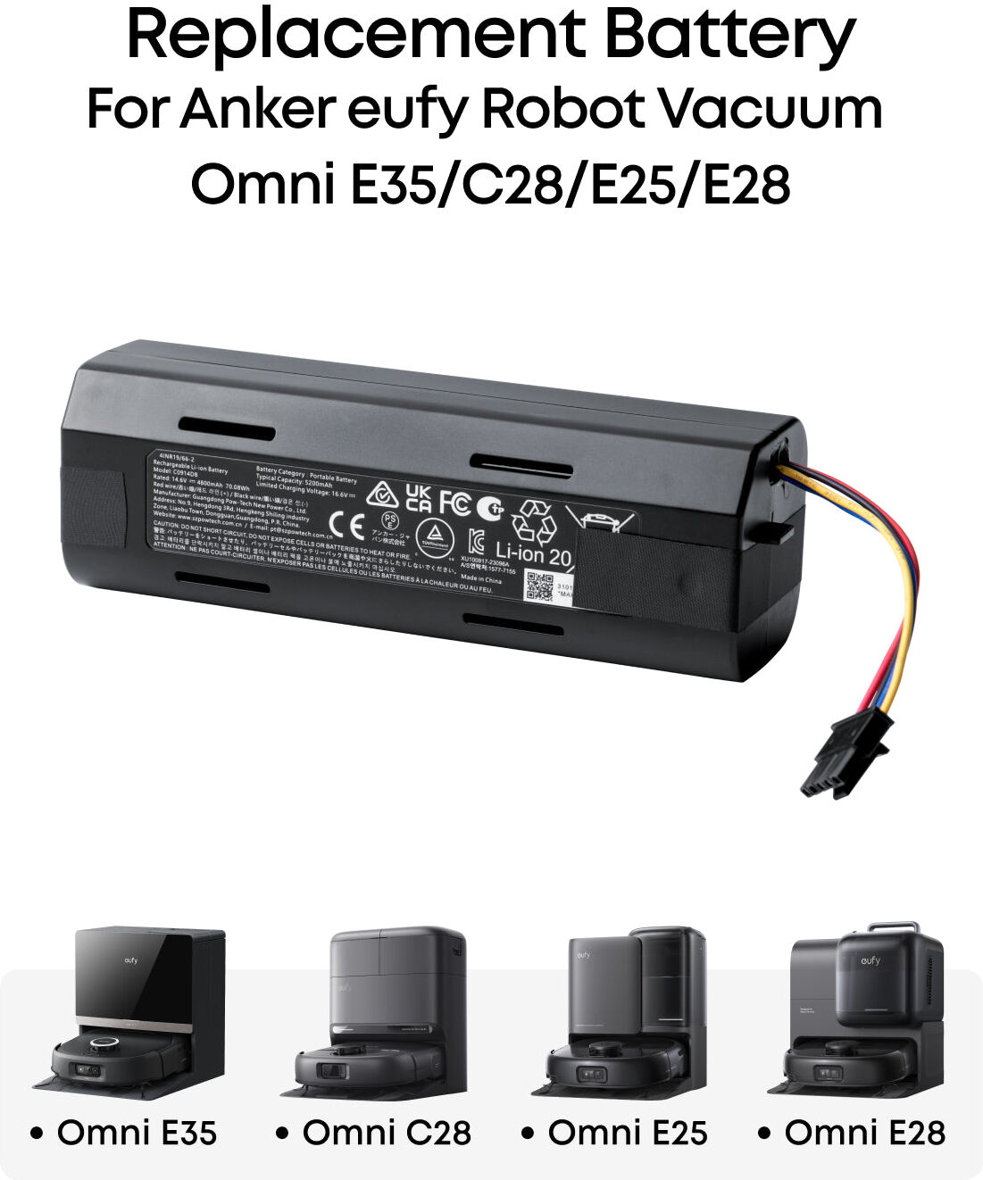 Anker eufy Official Replacement Battery for E35, E25, E28, C28, 1-Pack