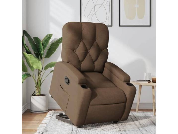 NOUVEAU Fauteuil inclinable 100 % polyester - 1 personne - dossier réglable - Marron Tissu - 74x86 5x93 5 cm“751933”