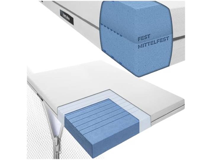tectake® Matratze, Schaumstoffmatratze mit Komfortschaum und 3D Mesh Gewebe, 2in1 Härtegrade H2 und H3, Schlafmatratze für Bett, Ehebett, Gästebett, Doppelbett - 140x190 cm