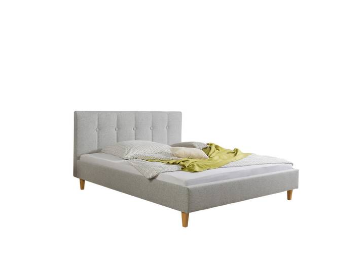 Livetastic Polsterbett Kenny, Hellgrau, Holz, Buche, massiv, 180x200 cm, Made in Germany, für Lattenrost geeignet, Schlafzimmer, Betten, Polsterbetten