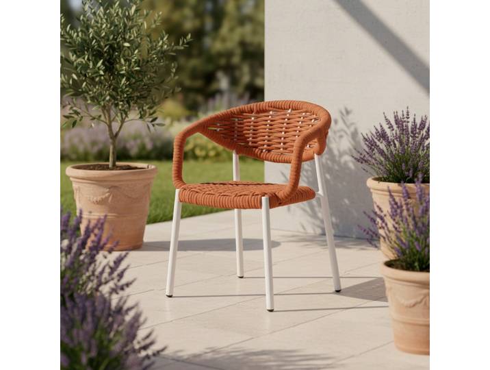 Gartensessel Antonia Orange/ Weiß Aluminium/Textil