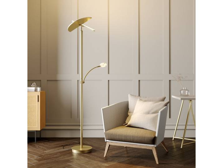 Anniki lampadaire LED Brass - Lucande - Salon / séjour - Moderne - Métal - Rond