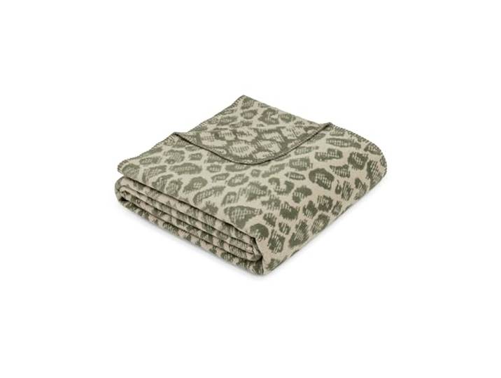 s.Oliver Leo Decke 150x200 cm - Baumwollmix, Made in Germany, warm & waschbar, Kuscheldecke Leoparden Muster grün
