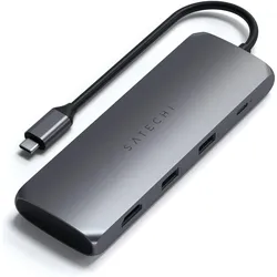 Satechi Hybrid Multiport (USB-C, 7 Ports), Dockingstation + USB Hub, Grau