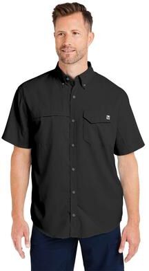 HUK H150171 Athletic Men's Tide Point Short Sleeve Shirt in Black size Medium   Polyester