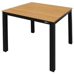 Terrassentisch Izola, Indoor-/Outdoor, 80x80 Teakholzoptik, Gestell Schwarz