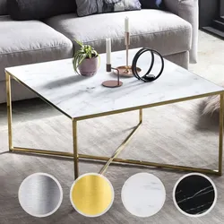 SalesFever »Almira« Couchtisch Marmor-Optik weiß / chrom