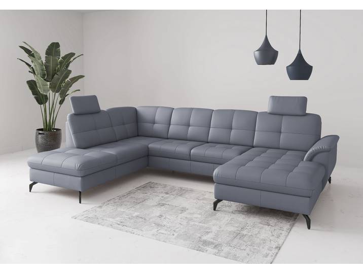 Wohnlandschaft SIT & MORE Zora , grau (graublau), T:212cm, Sofas, Wohnlandschaft