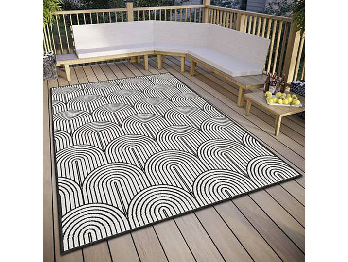 In-/Outdoor Wendeteppich Schwarz/Schwarz/Weiß Vorderseite: 100% Polypropylen Rückseite: 100% Polypropylen 200 x 290cm