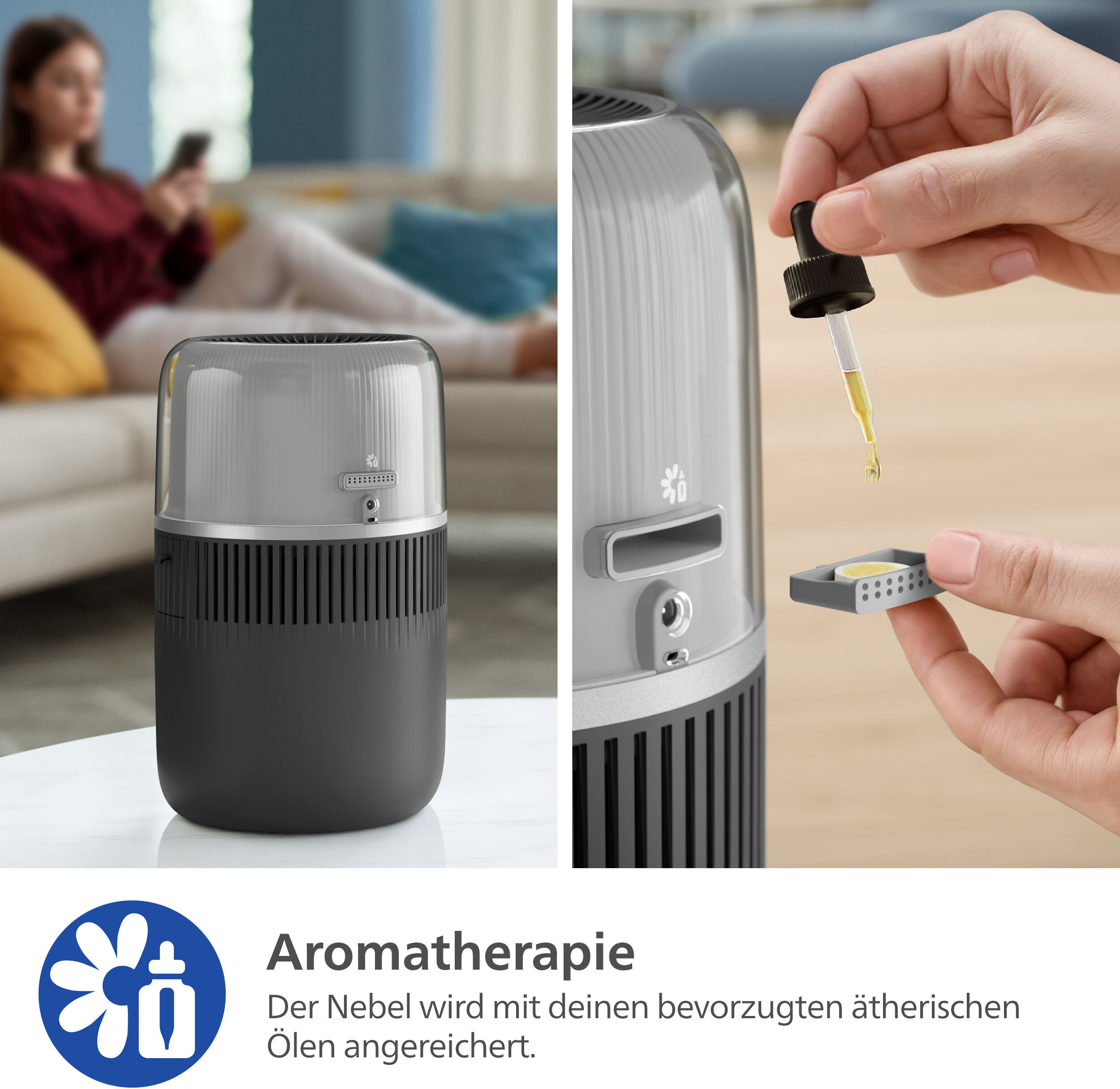 Luftbefeuchter PHILIPS "HU5710/03 5000 Series", grau (dunkelgrau), B:23,3cm H:37,8cm T:23cm, Luftbefeuchter, Luftbefeuchter, für 56 m² Räume, mit NanoCloud Technologie dunkelgrau Einheitsgröße