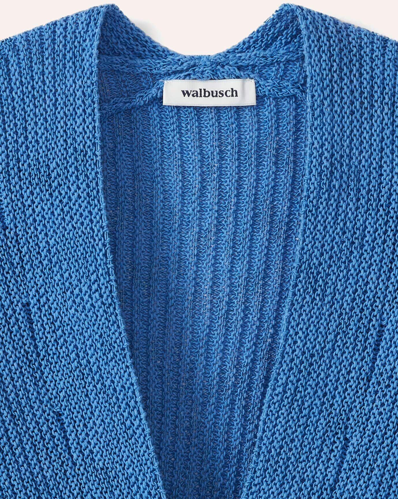 Walbusch Bändchengarn Strickweste, normale Größen, Farbe Blau, 48, atmungsaktiver Baumwollmix effektvolles Maschenbild Damen