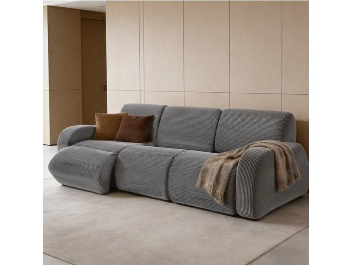 Canapé modulable 3 places convertible en canapé-lit - LPOSPI - 3 modules sans montage velours côtelé gris