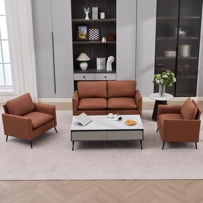 GDFStudio Zorvian Faux Leather Loveseat and Chair Set with Cushioned Comfort
