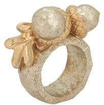 Saro Decorative Resin Acorn Napkin Rings (Set of 4) - Sculpted Autumn Harvest Motif