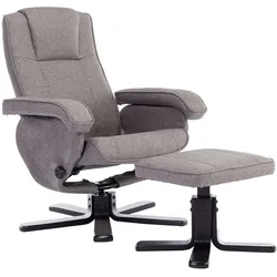 SVITA Charles Relaxsessel Hocker Sessel Beige Fernsehsessel Drehsessel Polyester Grau