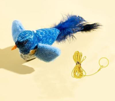 Quick Pick Pro Realistic Interactive Cat Toy Chirping Bird Cat Toy Plush For Indoor Cats blue