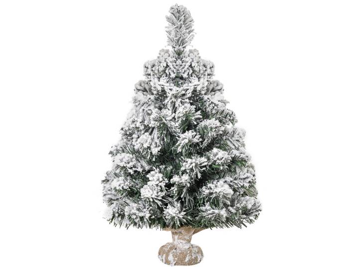 Homcom Mini Künstlicher Weihnachtsbaum 60 cm Tannenbaum künstlich mit Schnee, Spitzen, Grün, Kunststoff, 60 cm, Dekoration, Weihnachtsdekoration, Christbaum & Zubehör