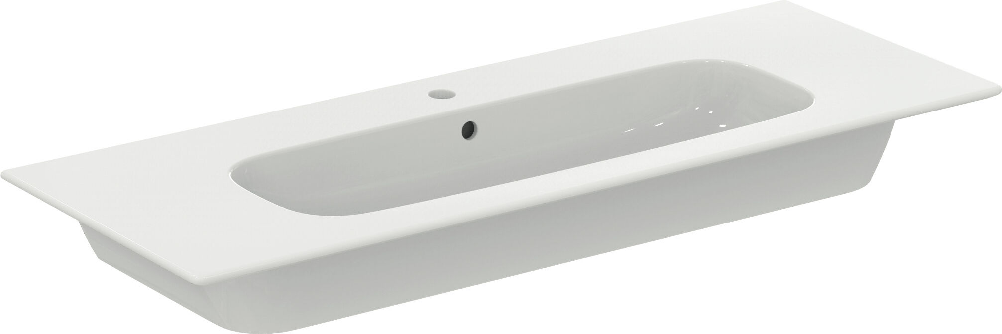 Ideal Standard life A ensemble lavabo pour meuble K8748DU blanc mat, 124x46x64,5cm, 1 trou pour robinetterie, poignée noir mat
