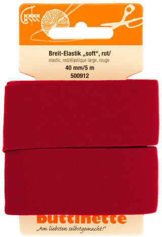 buttinette Soft-Gummiband "Breit-Elastik", rot, Breite: 40 mm, Länge: 5 m