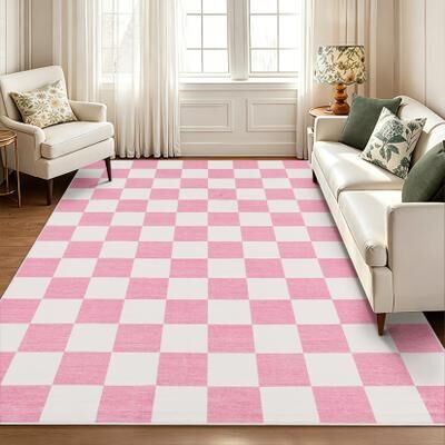 Garvee Washable Modern Geometric Checkered Area Rug