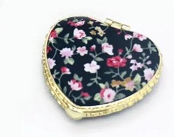 Uplift Picks Vintage Floral Compact Mirror Two Sided Folding Makeup Mirror black (heart)