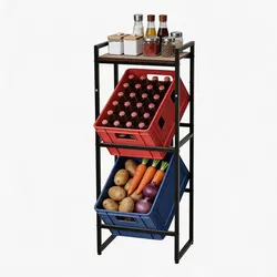 Home Nature Wohnkonzept Getränkekistenregal Bierkastenregal Getränke-Organizer 2 Kisten Lagerregal 47x32x116 cm