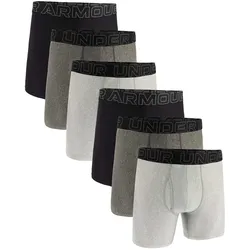 UNDER ARMOUR Herren Boxershorts, 6er Pack - Performance Tech Boxer Briefs Solid 6 in, Stretch, einfarbig Schwarz/Grau / 3XL